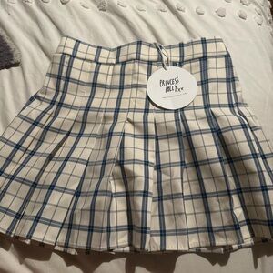 Princess Polly Plaid  Skirt in Cream and Navy